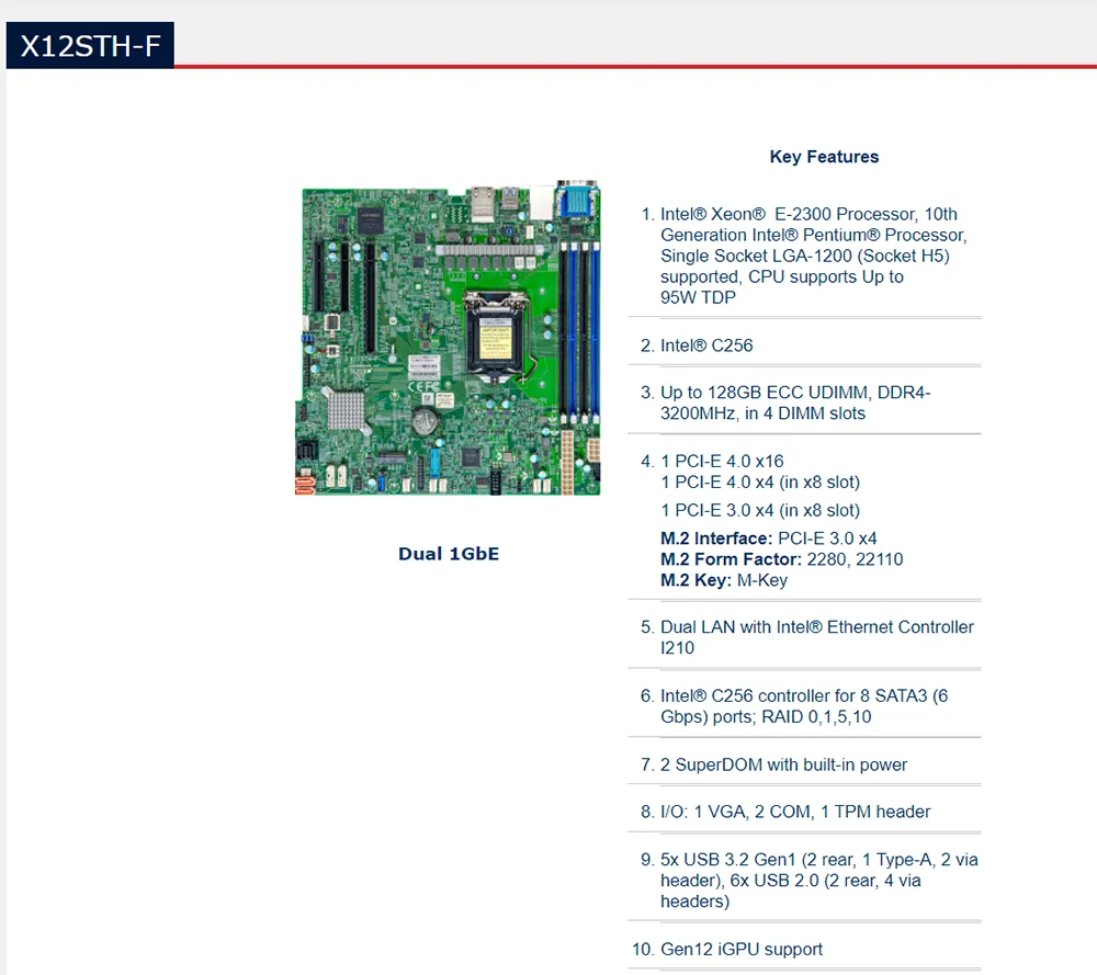 X12STH-F Server Motherboard For Supermicro C256 PCIe4.0 SGX Support E-2300 High Quality 6 X12STH-F Server Motherboard For Supermicro C256 PCIe4.0 SGX Support E-2300 High Quality - Image 4