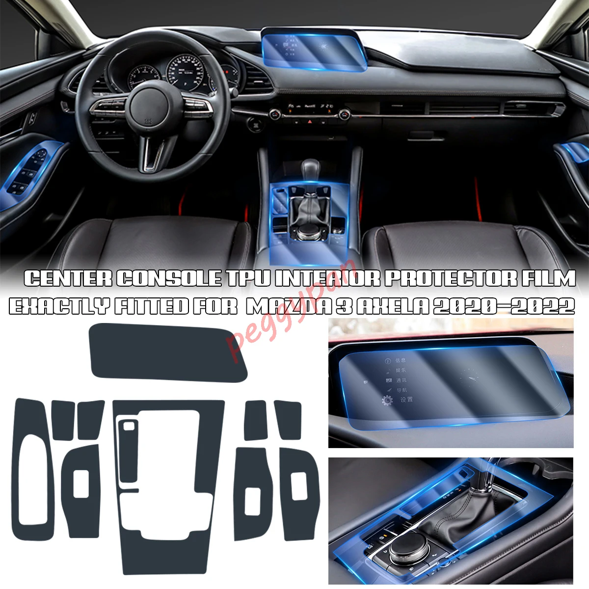

Precut Interior Center Console Transparent TPU Clear Paint Protective Anti-scratch Repair Film For Mazda 3 Axela 2020-2022