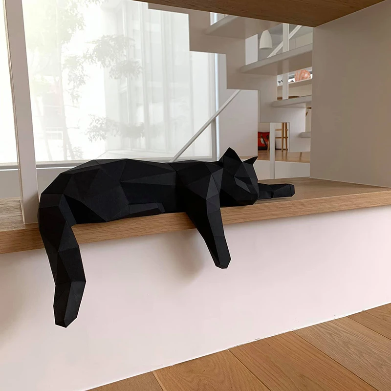 Sleeping Cat Paper Model Origami 3D Papercraft Home Hallway Party Ornaments Room Decor Art Decorations DIY Puzzles Toys 3d paper model
