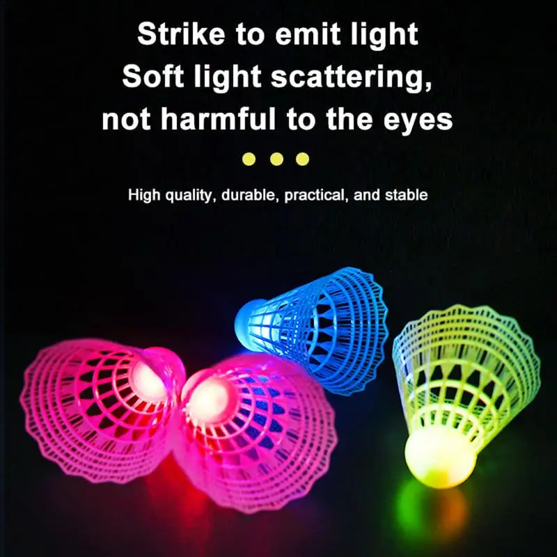 3pcs LED Light-up Badminton Balls Plastic Badminton Shuttlecocks Kids Training High Elasticity badminton shuttlecock badminton ball