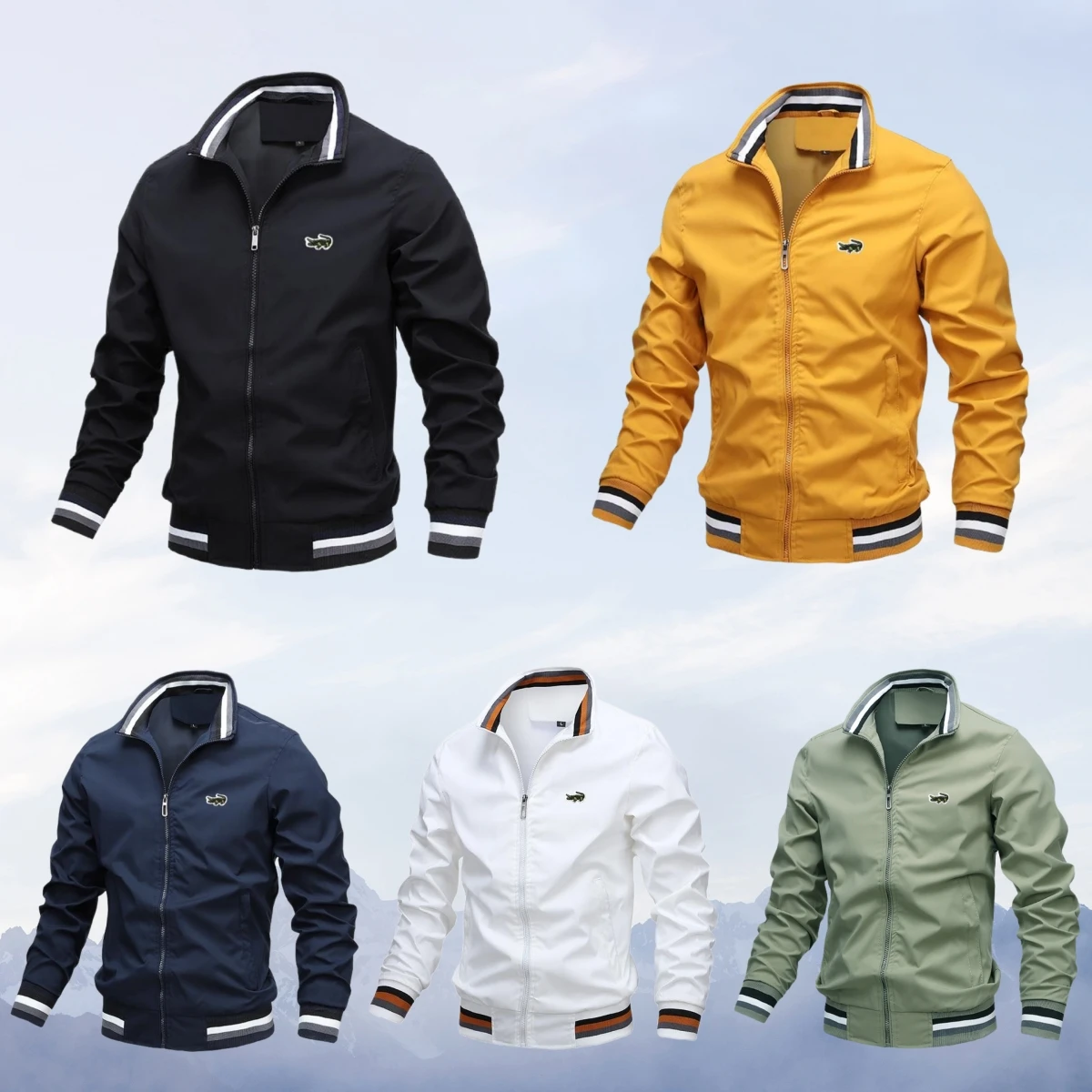 

Мужская ветрозащитная куртка с вышивкой CARTELO, тонкая повседневная куртка на молнии с воротником-стойкой, уличная модная однотонная спортивная куртка