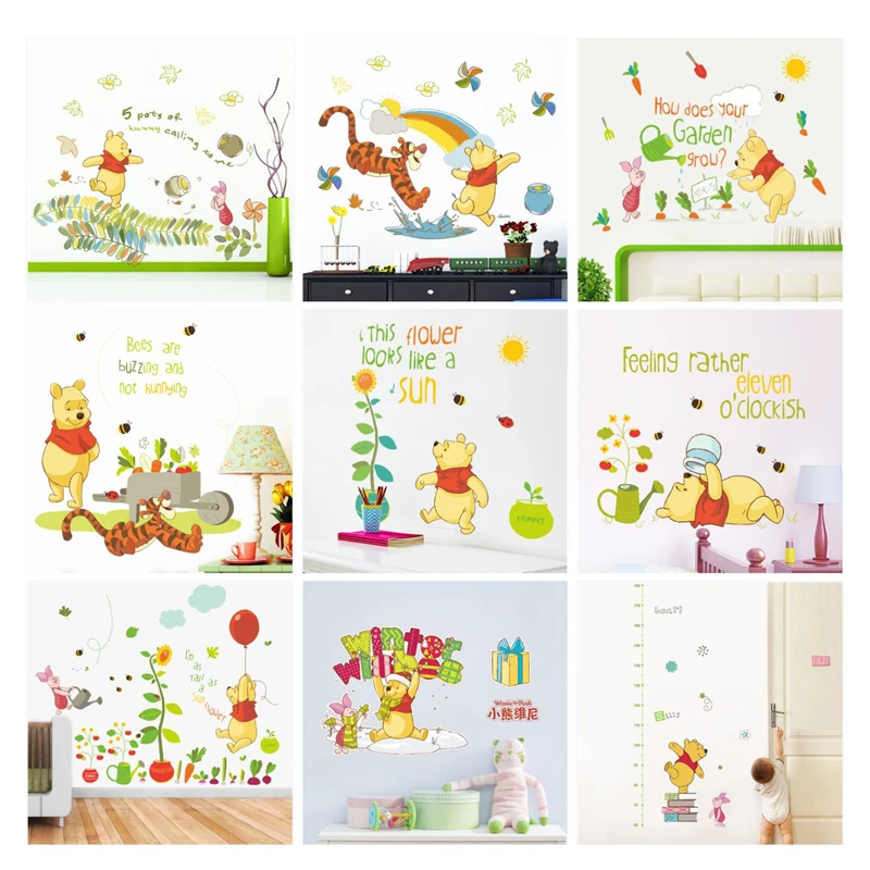 Wall Stickers Cartoon Winnie The Pooh Bear Wall Sticker For Kids Room Living Room Bedroom Wall Decoration Kids Gift Door Sticker
