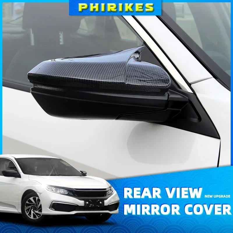 

Крышка для бокового зеркала заднего вида в форме рога из АБС-пластика и углеродного волокна, крышки для зеркала заднего вида для Honda Civic 10, 2016, 2017, 2018, 2019, 2020