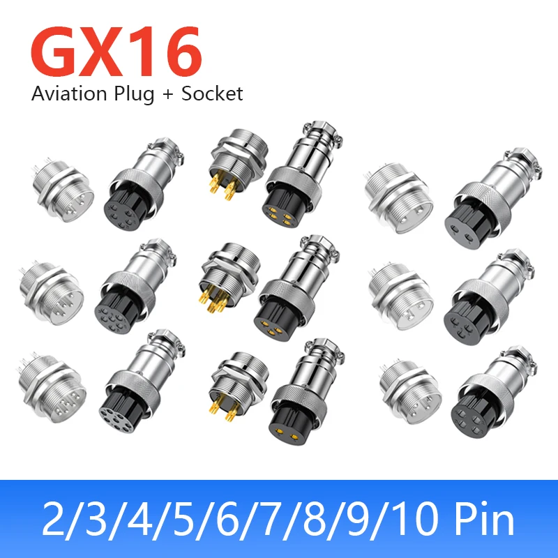 GX16 2Pin Aviation Connector Industrial Gold plated Male Female