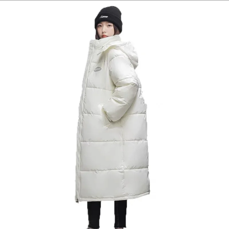 

Winter New Standing Collar Hooded Long Coats For Female High Quality Thick Warm Windproof Couple Style Cotton-Padded Overcoats