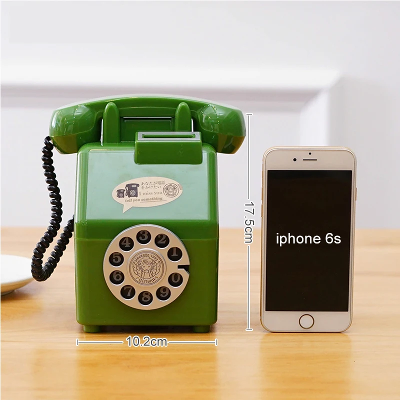 Retro Telephone Children Money Box Avocado green Creative Piggy Bank Coin Classical Coins Collector Home Decor Valentine present