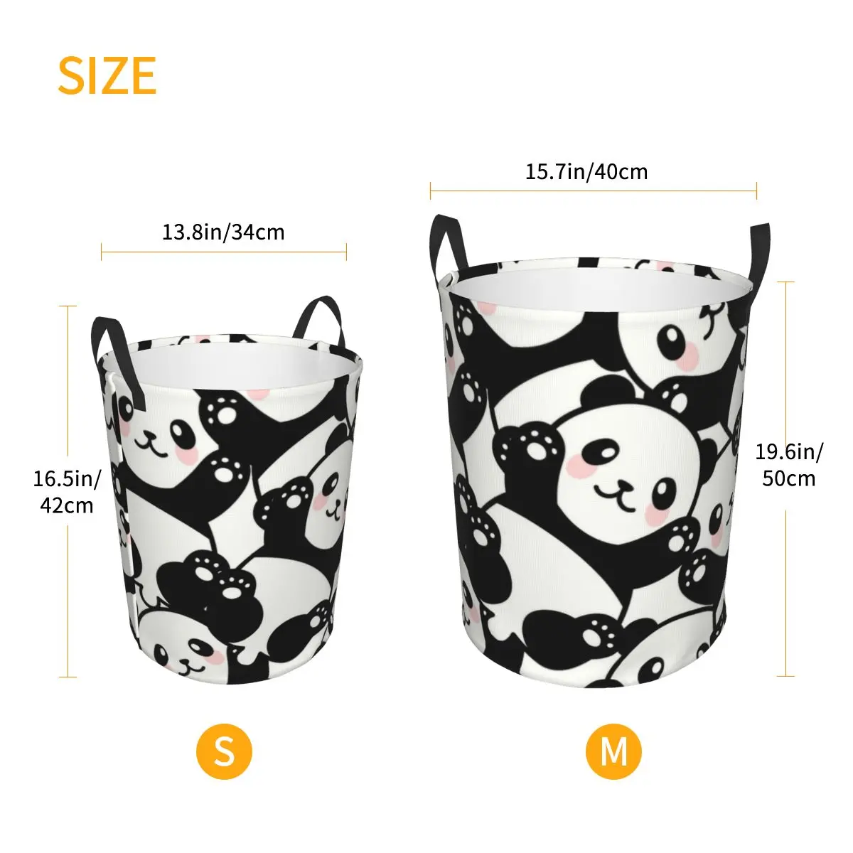 Cute Pandas Laundry Basket Collapsible Panda Bear Baby Hamper for Nursery Toys Organizer Storage Bins