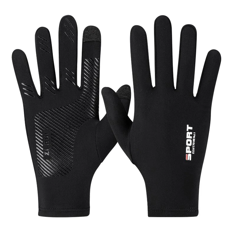 Summer Gloves Men Ice Silk Sun Proction Driving Fishing Gloves Breathable Anti-slip Full Finger Glove Touchscreen fishing gloves full finger gloves sunscreen gloves male gloves sports gloves