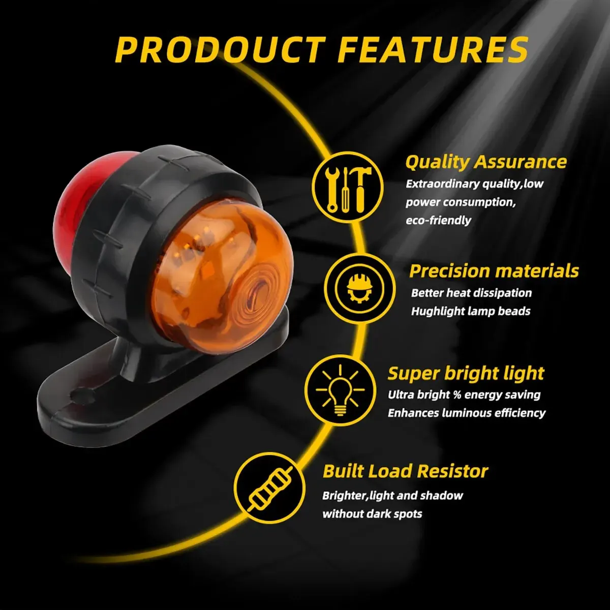 Truck Side Light 2PCS Dual Color 12 24V Universal For Truck Warning Safety Indicator Lamp Car Signal LED