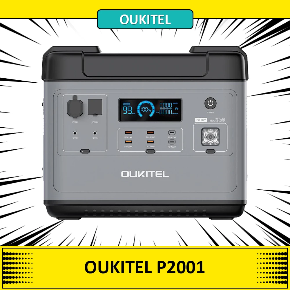 Oukitel P2001 Power Station Ultimate 2000Wh Portable Power Bank 2000W Batterie Ricarica Rapida Per Campeggio In Officina All'Aperto