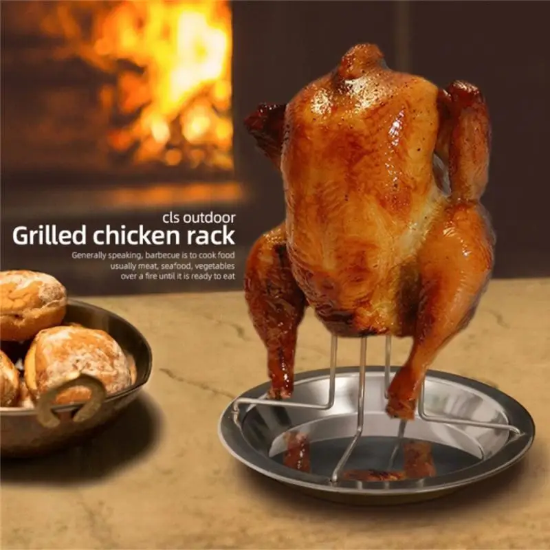 Chicken Roaster Rack Stainless Steel Roasting Grill Stand Kitchen Outdoor BBQ Tools Non-stick Grilled Chicken Plate
