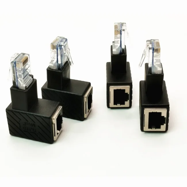 Adattatore Ethernet Girevole 360&deg; - RJ45 Maschio/Femmina, Gigabit 1000Mbps, Per Spazi Stretti