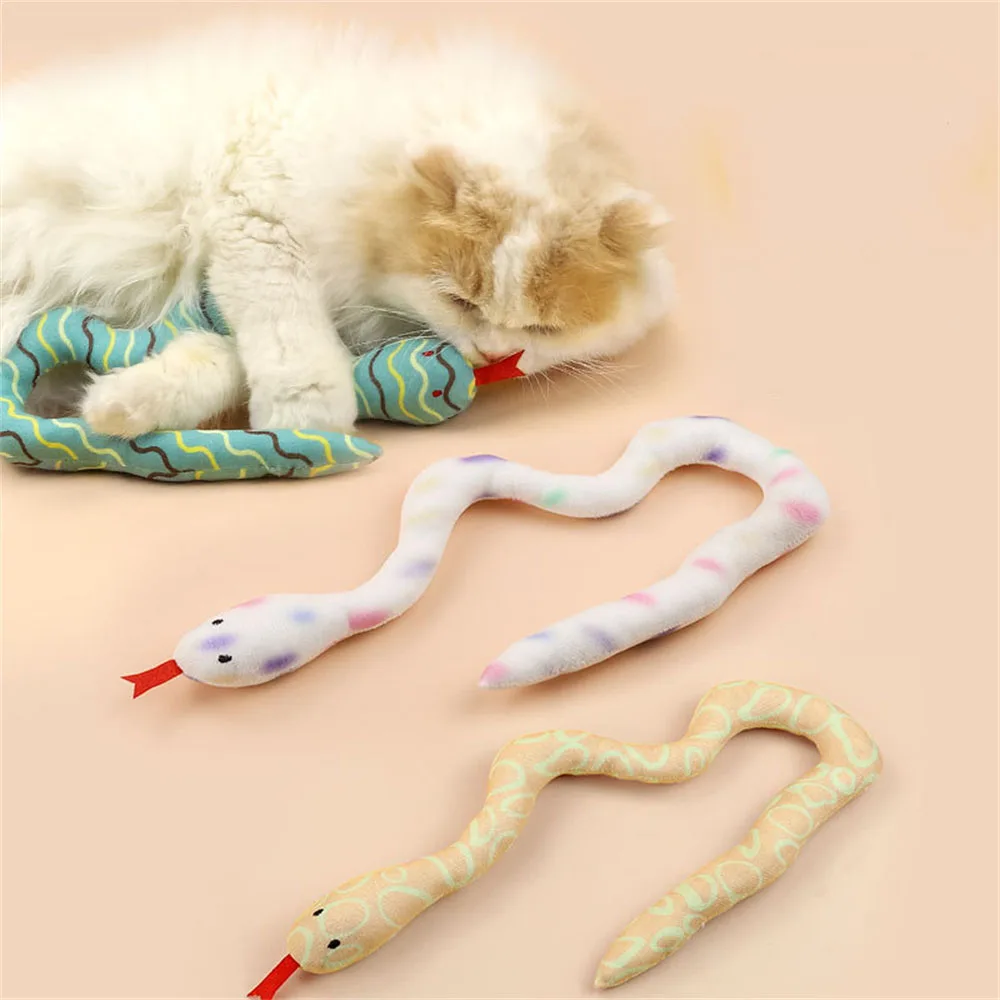 

Small Snake Shape Interactive Cat Toy Bite Resistant Teeth Clean Pet Kitten Play Training Toys Add Catnip Inside Plush Toy Snake