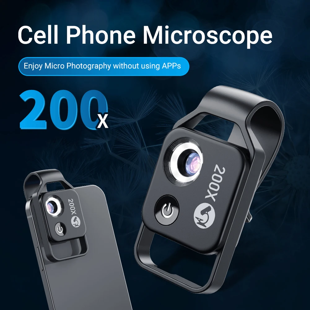 APEXEL 200X Magnification Microscope with CPL LED Macro Lens for iPhone  Android – Tacos Y Mas