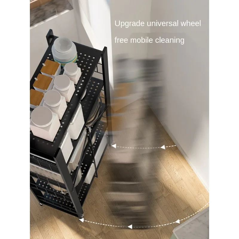 Storage Rack Installation-Free Metal Kitchen Storage Rack Floor Multi-Layer Microwave Oven Balcony Household Foldable Punch-Free