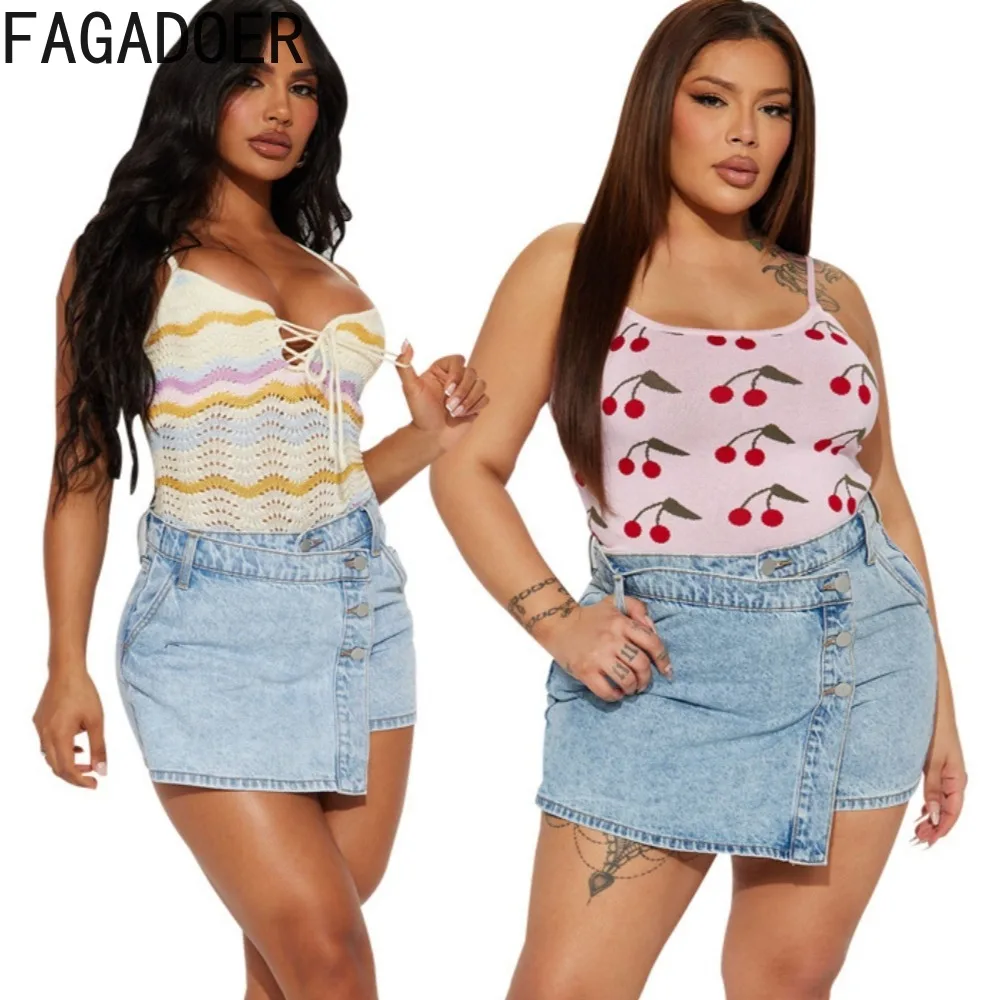 

FAGADOER Light Blue Denim Shorts Women High Waist Button Irregular Jean Fashion Vintage Stretchy Shorts Casual Cowboy Clothing