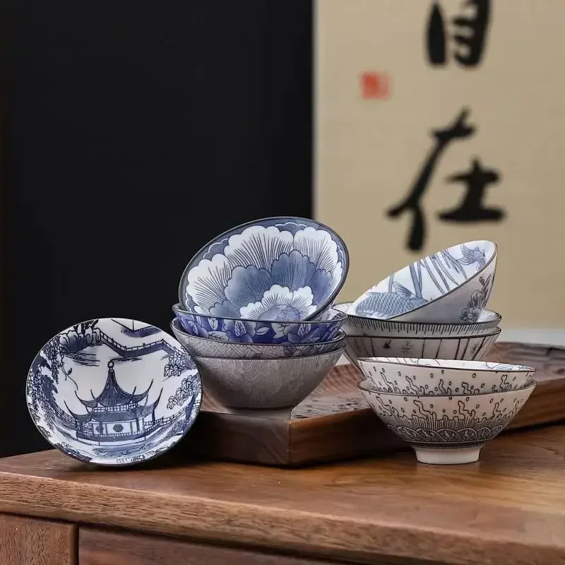 Handcrafted Blue & White Porcelain Teacup - Dragon, Phoenix, and Pavilion Design