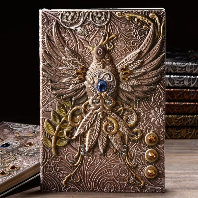 Fashion Vintage Embossed Leather Printing Travel Diary Notebook Travel Journal A5-Note Book Stationery School Supplies