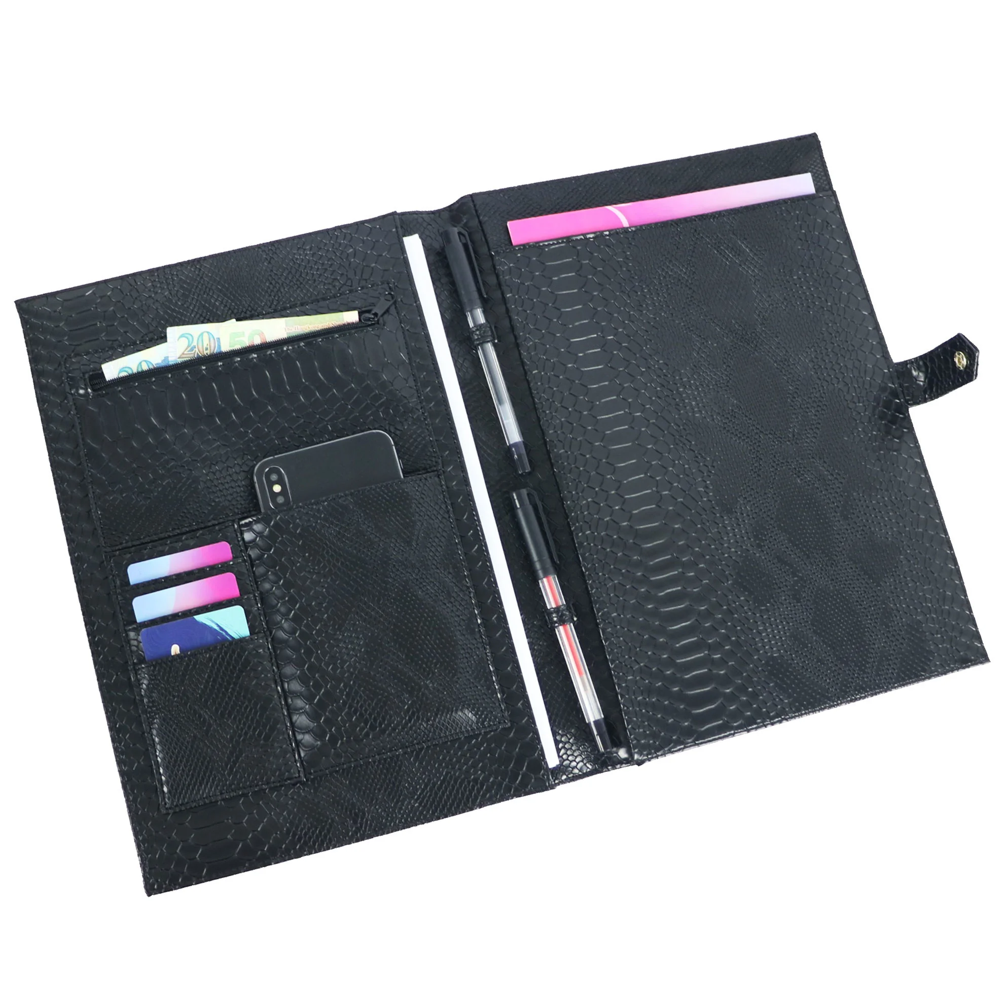 Free Monogrammed Letters Note Pad Document Bag Embrossed Pattern A4 File Holder High Quality Business Padfolio For Ipad Holder