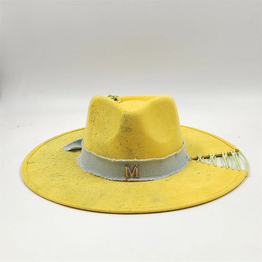 Handgenähter Fedora-Hut, Jazz-Hut, Männer und Frauen, Spielkarten-Accessoires, modischer Filzhut, schwarz-weißer Panama-Kirchenhut – Detail 12