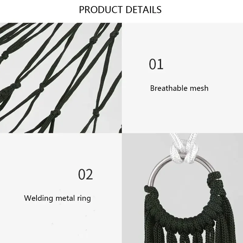 Garden Outdoor Thickened Nylon Rope Hammock Indoor Mesh Hammock Portable Simple Hammock Swing Chair 3