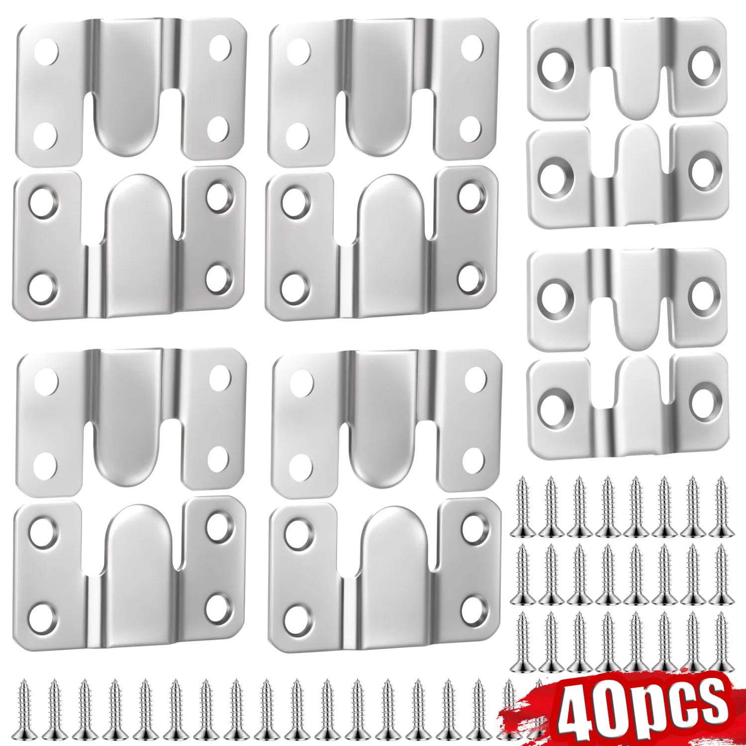 5-20 ชุดกรอบรูปตะขอสแตนเลสแขวนผนัง Flush Mount แขวนหัวเข็มขัดเฟอร์นิเจอร์ INTERLOCK Bracket Joint CONNECTOR 1