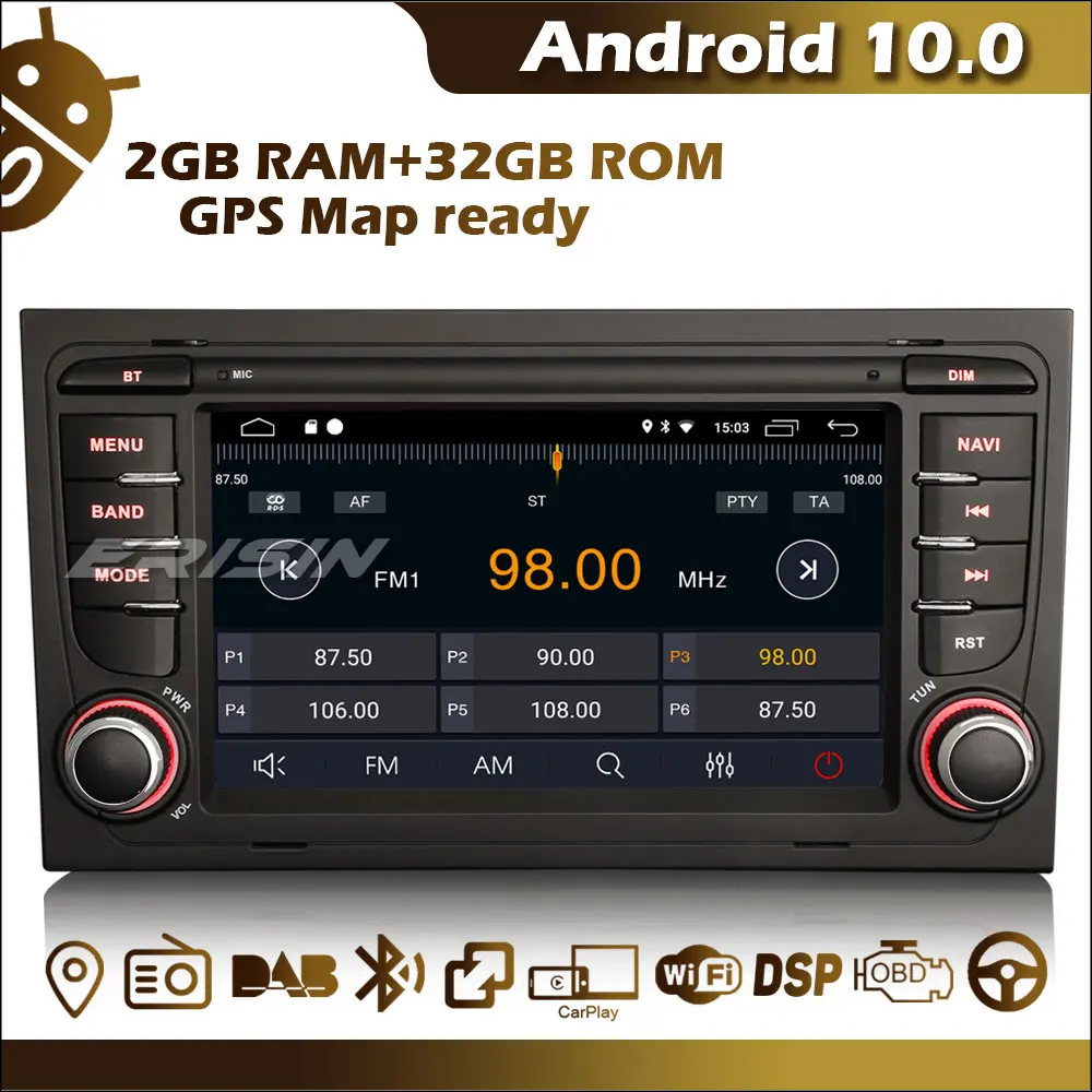 Radio Android 14 Para Audi A4 / Seat Exeo - 8 Núcleos, 8GB+128GB, GPS, CarPlay, Android Auto, 4G