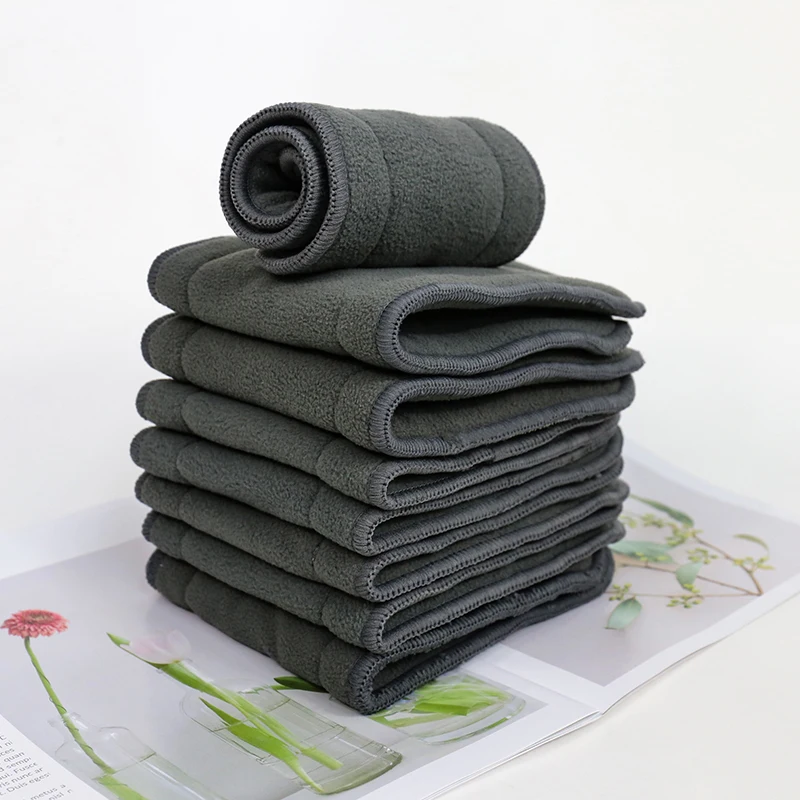 5pcs Ananbaby 2L Charcoal Bamboo+2L Microfiber Baby Diaper Insert With A Snap Supplier Washable Highly Absorb Cloth Adjustable