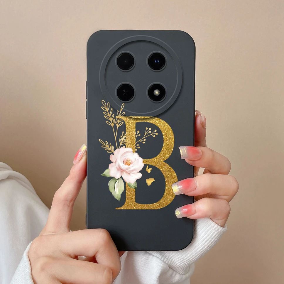 Elegant Floral Letter Design Soft Silicone Protective Phone Case Cover