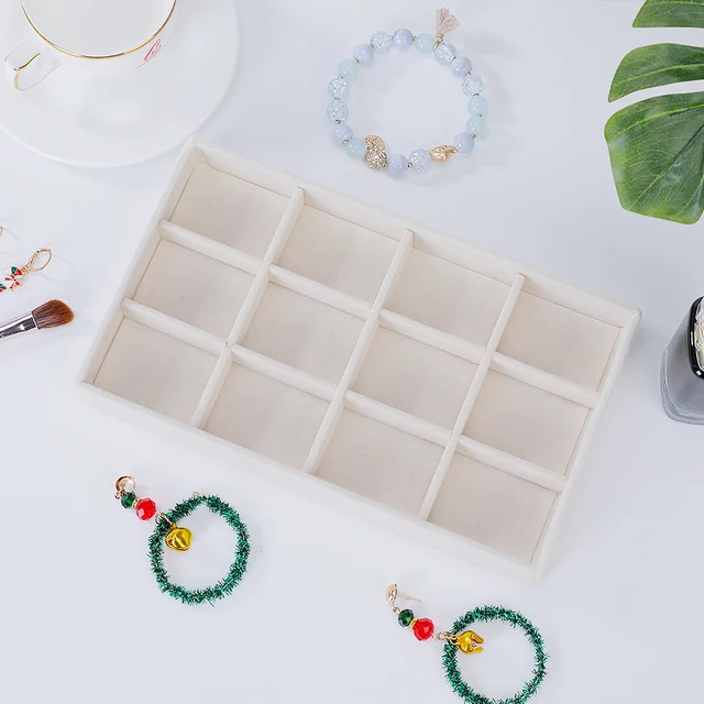 1PC, Flocking Jewelry Box Jewelry Tray, Color: Beige 4