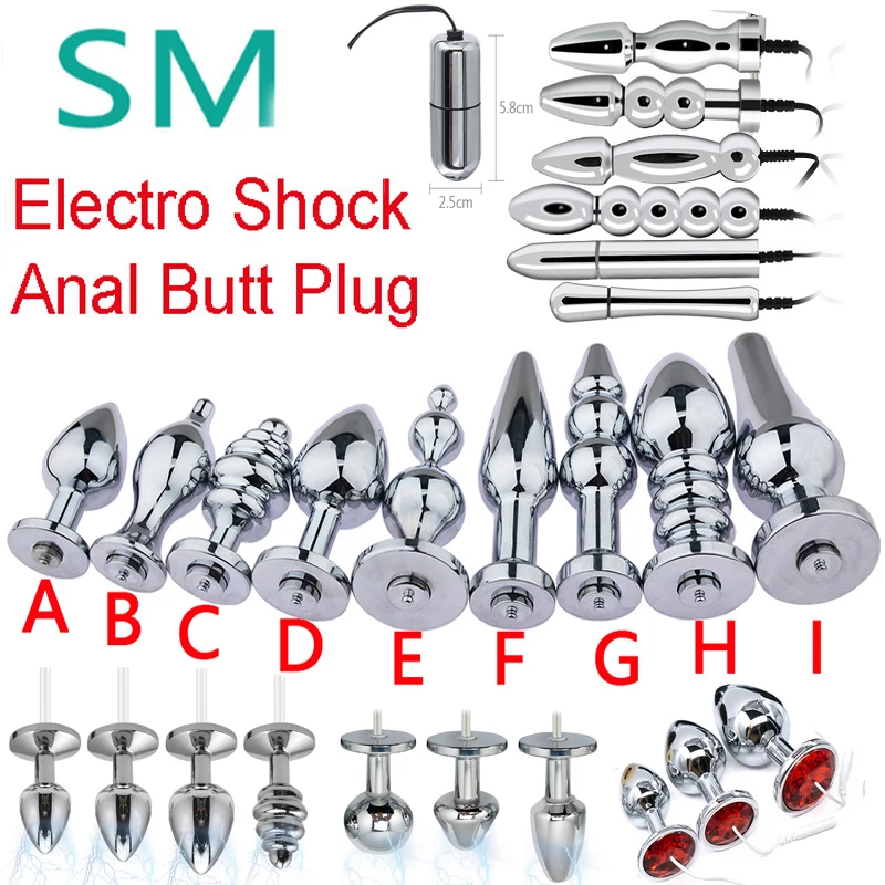 Electric Shock Stainless Steel Pulse Vaginal Anus Plug Butt Anal Plug E stim For Men Prostate Massage Electro Medical Accessorie electro sex toys,electric sex toys