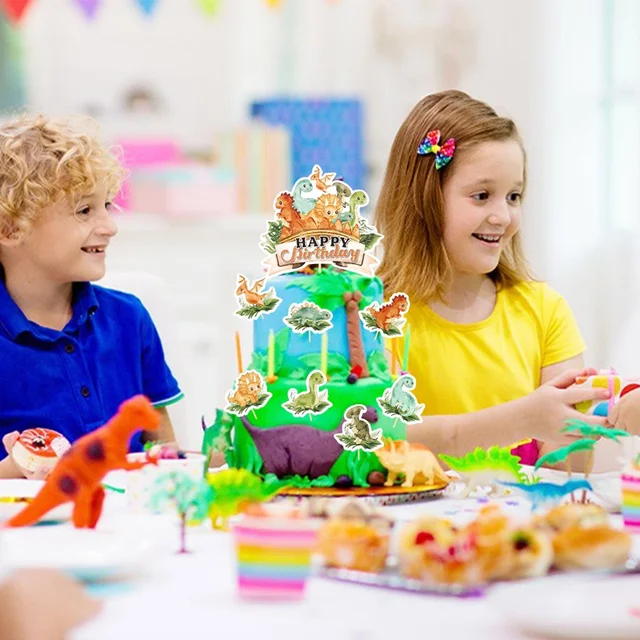 48 pezzi di decorazioni per torte per bambini a forma di dinosauro, decorazioni per cupcake a forma di dinosauro, decorazioni per baby shower a forma di dinosauro