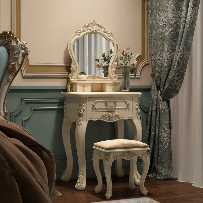 

Luxury Nordic Mirror Dressing Table Gold Drawer Bedroom Chair Dressing Table Set Storage Multifunctional Penteadeira Furniture