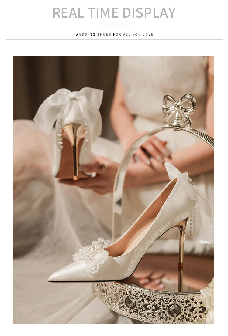 2024 Novi svileni čevlji z pentljo Water Diamond Beli čevlji z visoko peto za ženske poročne bankete in čevlji za družice_voghion.com