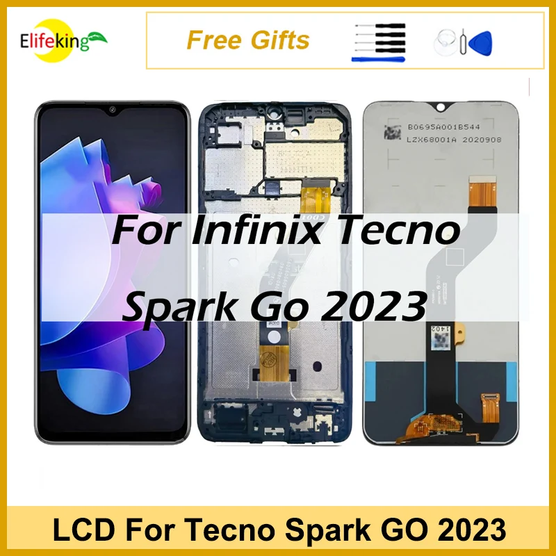 

LCD For Tecno Spark Go 2023 Display Touch Screen BF7 BF7n Digitizer Assembly Replacement Parts With Frame With Free Tools