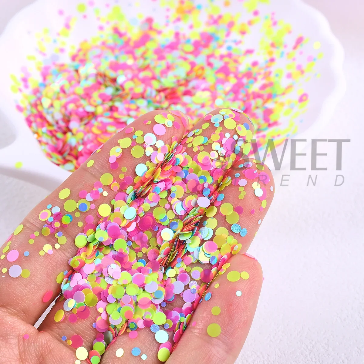 1/2 Bag Neon Polka Dots Nail Art Sequins Colorful Round Bubble Shape Neon Slice Spangles Y2K Style Manicure Decor Glitter Flake