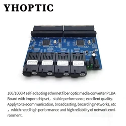 100/1000Mbps PCBA Borad Fiber Optical Converter Switch 4 Fiber Port 8 RJ45 Port Fiber Transceiver Single Mode SC Simplex/Duplex