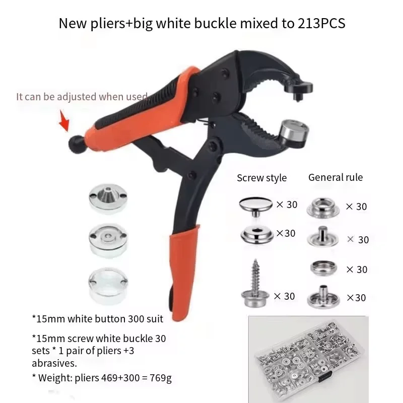 Description Picture 6 of item30/150 Pieces Stainless Steel Marine Grade Canvas and Upholstery Boat Cover Snap Button Fastener Kit 15mm Screws Snaps with tool