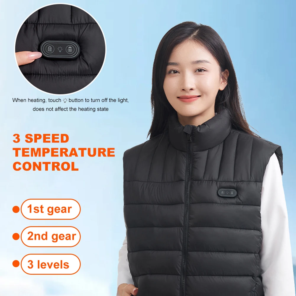 Heated Vest Electric Heating Vest Windproof 15 Areas Heated Electric Heating Gilet USB Charging Smart for Men Women