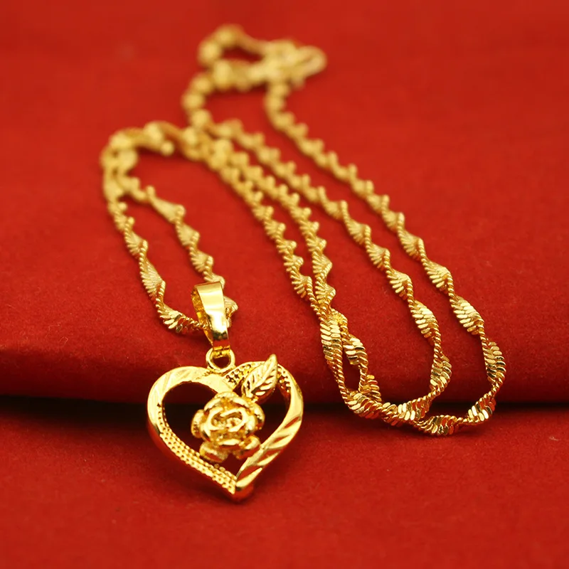 18k Gold Short Chain Collarbone Pendant Necklace For Women Party Gift pendant necklace,gold necklace