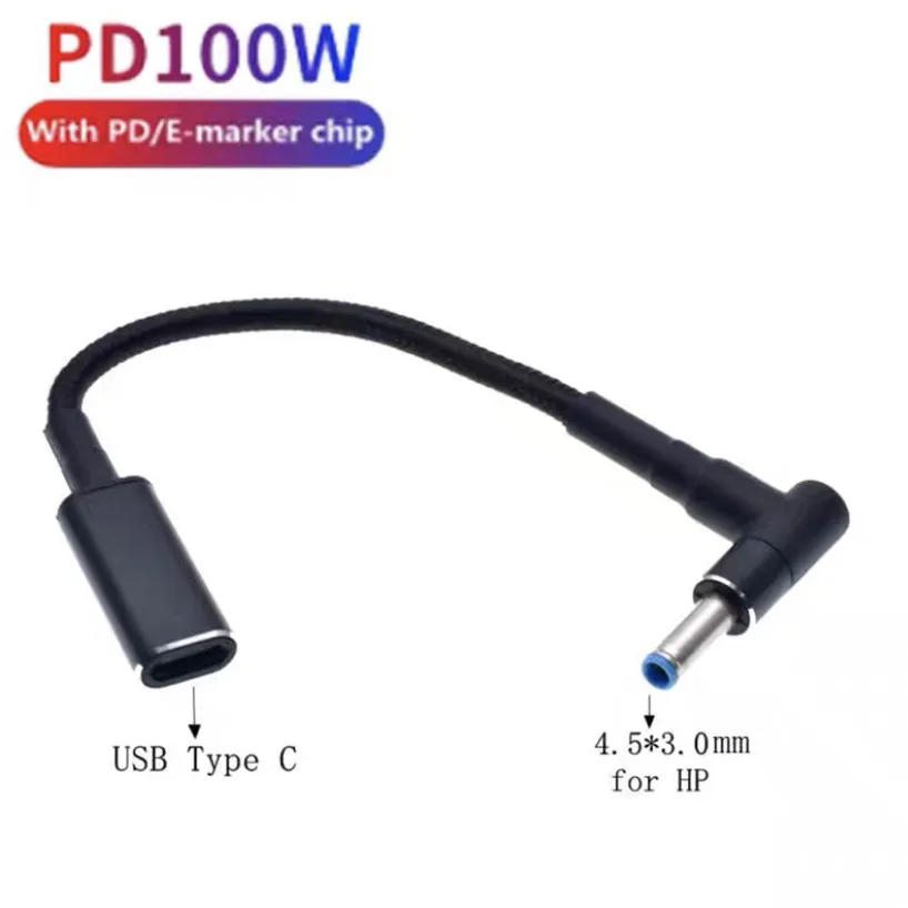 Type c to 4 5x3 0mm plug converter 100w usb c pd fast charging cable