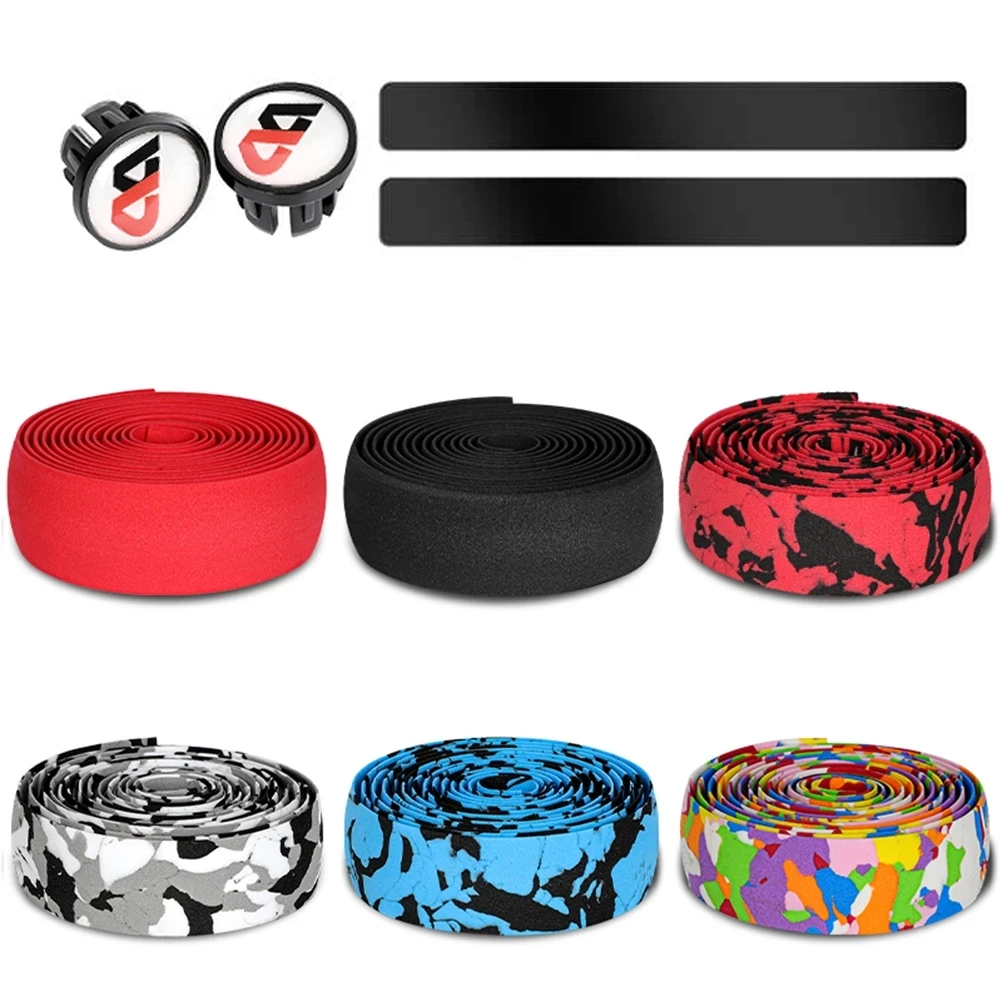 WEST BIKING Road Bike Handlebar Tape Camouflage Cycling Handle Belt Cork Wrap with Bar Plugs Bike Handlebar Accessories bike handlebar tape