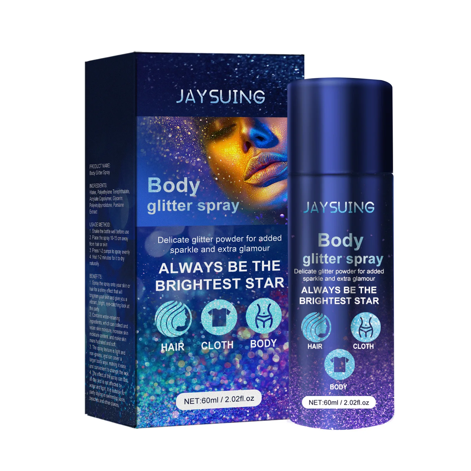 Fashion Highlighter Powder Spray Waterproof Shiny High Gloss Glitter Powder Spray Powder Makeup for Face Body Highlight Makeup 2