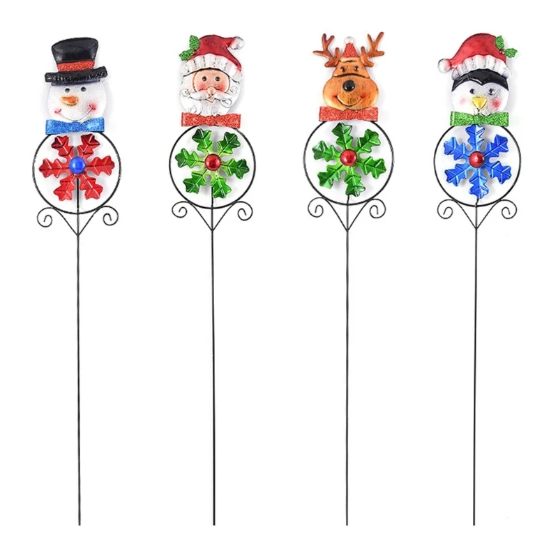 

Garden Metal Stakes Christmas Santa Snowman Windmill Stake Yard Sign for Outdoor