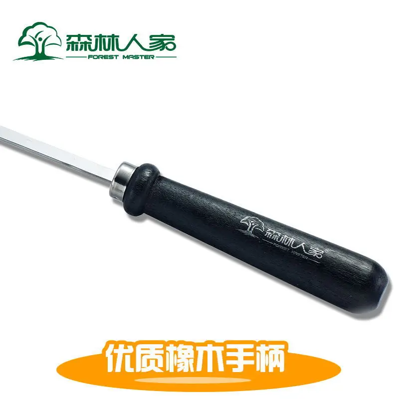 Barbecue Tool Stainless Steel Barbecue Meat Large Steel Skewer with Thickened Wooden Handle Skewer 52cm