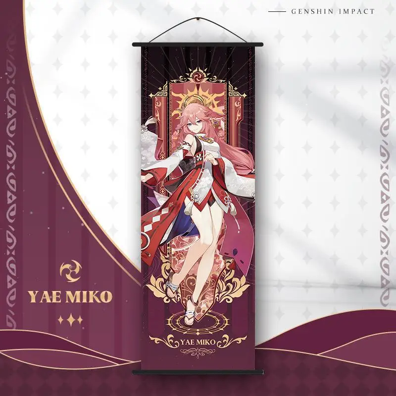 Wall Hanging Poster Genshin Impact Wanderer Tarot Cosplay Anime Xiao Raiden Shogun Kazuha Zhongli Scroll Canvas