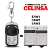 CELINSA SAW1 SAW2 SAW3 Garage Door Remote Control 433MHz Fixed Code Transmitter Hand Transmitter 1