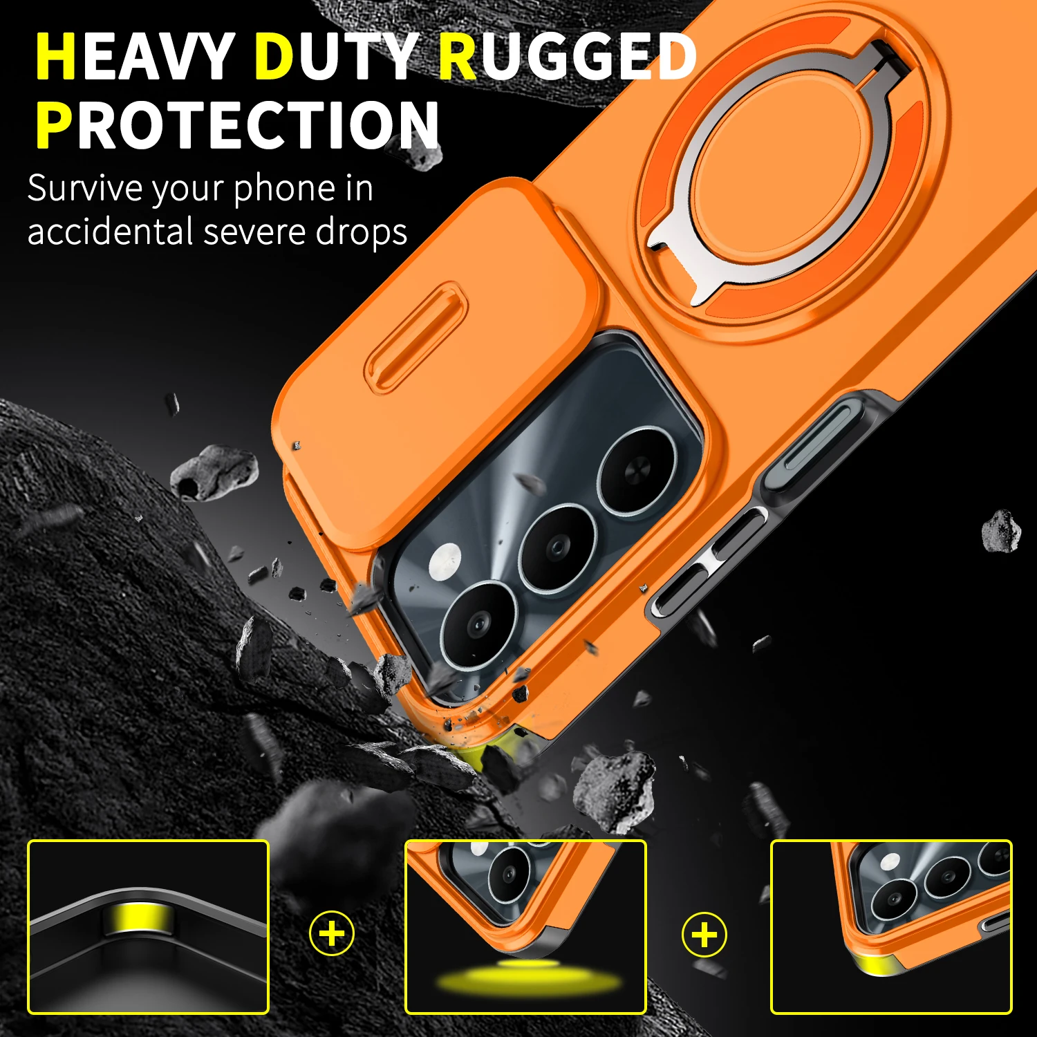 360° Rotating Magnetic Finger Camera Slide Cover Phone Case