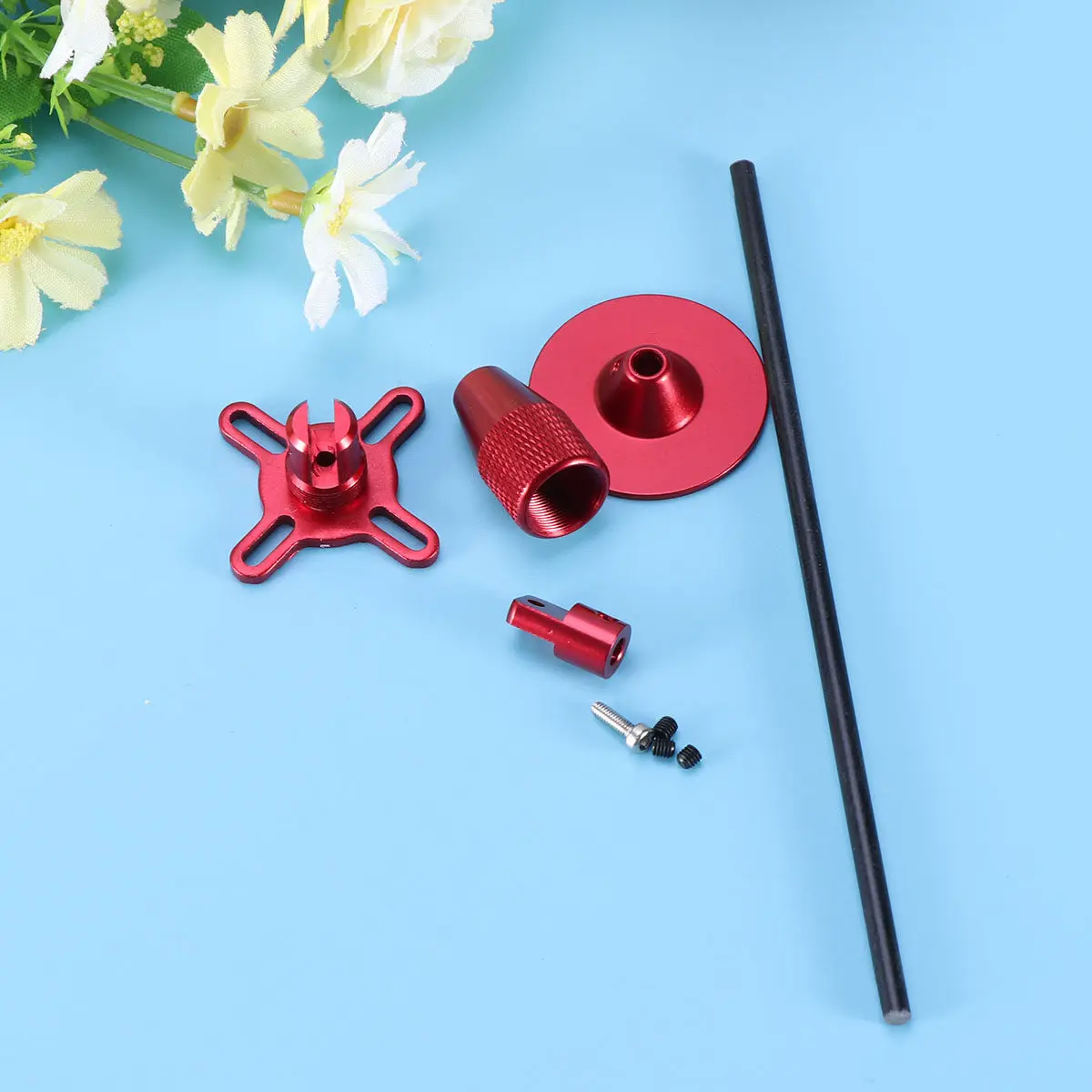 Cnc 알루미늄 GPS 접이식 안테나 베이스 마운트 홀더 브래킷 세트 레드 로드 직경 4mm 높이 16.2cm 쿼드콥터에 적합