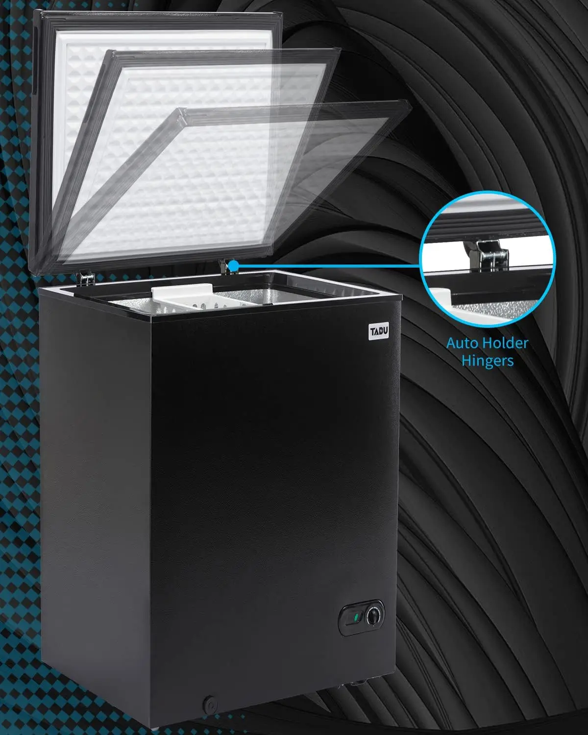10.0 Cu Ft Chest Freezer, Deep Freezer with Removable Storage Basket, Top Open Door Chest Freezer, Black Freezer with 7 Level Ad 3